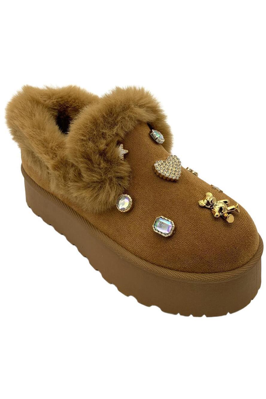 London Rag Women's Zeta Charm Boots Tan - Medium